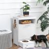 PawHut Pet Feeder Station with Storage, Dog Food Storage Container with 2 Raised Dog Bowls, White