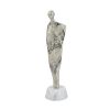 3.5x3x12" Abstract Aluminum Human Figurine on Marble Stand, Silver/White