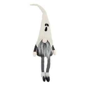 8.3x4x31.5" Fabric Sitting Gnome w/ White Ghost Hat, for Halloween Decor