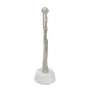 3x2.5x11" Abstract Aluminum Human Figurine on Marble Stand, Silver/White