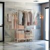 Portable Wardrobe Closet with 6 Shelves & 2 Hanging Rods - Multi-Layer Storage Organizer with Hooks for Bedroom, Living Room