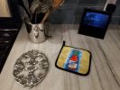 Hot Sauce Crystal Blue Pair of Pot Holders Kitchen Heat Resistant Pot Holders Sets Oven Hot Pads for Cooking Baking BBQ, 7 1/2 x 7 1/2