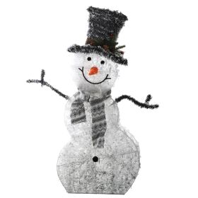 LED Christmas Snowman Light - Collapsible Battery Operated with Scarf
