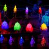 Halloween LED String Lights Set – 3pc Skeleton, Ghost & Skull Decorations, 50 Colorful LEDs, 24ft (iMounTEK)