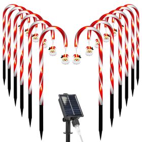 Solar Christmas Candy Cane Lights - 12 Candies 72 LEDs IP44 Pathway (Option: CandyLightSanta)