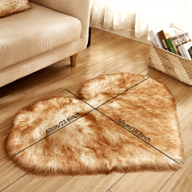 1pc Heart-Shaped Faux Sheepskin Area Rug  Soft and Plush Carpet for Home, Bedroom, Nursery, and Kid's Room - Perfect for Home Decor and Comfort (Color: White Yellow Tip, size: 19.69*23.62inch)