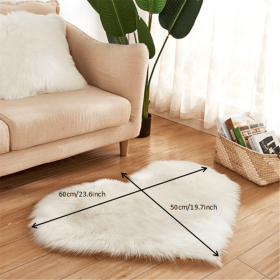1pc Heart-Shaped Faux Sheepskin Area Rug  Soft and Plush Carpet for Home, Bedroom, Nursery, and Kid's Room - Perfect for Home Decor and Comfort (Color: White, size: 19.69*23.62inch)