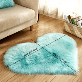 1pc Heart-Shaped Faux Sheepskin Area Rug  Soft and Plush Carpet for Home, Bedroom, Nursery, and Kid's Room - Perfect for Home Decor and Comfort (Color: Light Blue, size: 15.75*19.69inch)