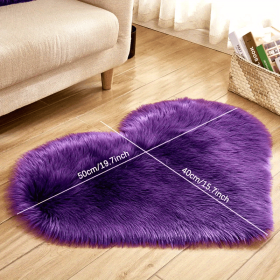 1pc Heart-Shaped Faux Sheepskin Area Rug  Soft and Plush Carpet for Home, Bedroom, Nursery, and Kid's Room - Perfect for Home Decor and Comfort (Color: Purple, size: 15.75*19.69inch)
