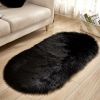 1pc Super Soft Area Rug, Plush Fluffy Faux Sheepskin Oval Floor Mat for Living Room Bedroom, Machine Washable Bedside Rugs