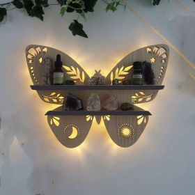 Premium Crystal Display Shelf - Wall Mounted Floating Shelf for Moon Moth Butterfly Lamps & Seasonal Decor (Color: Butterfly primary color [with LED light 59.06 inch])