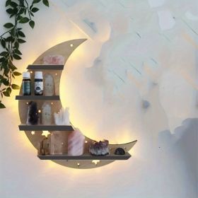 Premium Crystal Display Shelf - Wall Mounted Floating Shelf for Moon Moth Butterfly Lamps & Seasonal Decor (Color: The primary color of the moon [with LED lights 59.06 inch])