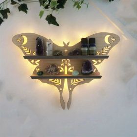 Premium Crystal Display Shelf - Wall Mounted Floating Shelf for Moon Moth Butterfly Lamps & Seasonal Decor (Color: Yue'e God Primary Color [with LED Light 59.06 inch])