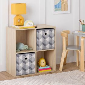 4-Cube Storage Organizer Bookshelf -stylish Storage Organizer Book Case for Home Bedroom Office, Easy Assembly, Modern Bookcase (Color: Spring Pine)