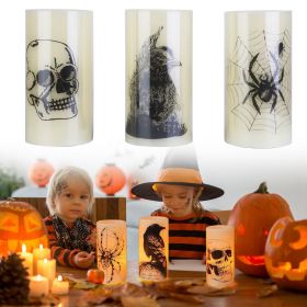 Halloween Flameless Candle Lamps – 3 Pack, LED Timer Candles (iMounTEK) (Type: Spider Skull Crow)