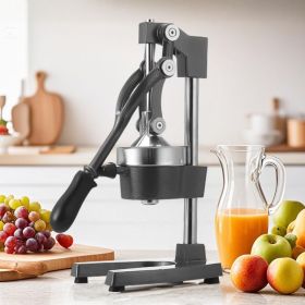 SOGA Heavy Duty Manual Citrus Juicer – Professional Hand Press Fruit Juice Extractor for Oranges, Lemons & More (Color: Matte Black)