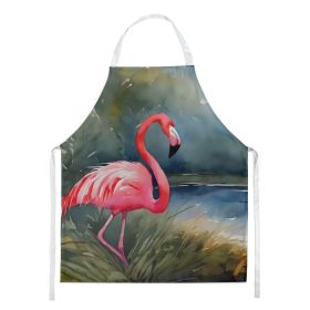 Flamingo Apron Cooking Kitchen Server Baking Crafts Gardening for Adult Women Men, Unisex, Large, Multicolor (Default: Default)