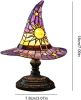 Witch Hat Lamps, Handcrafted Stained Glass Resin Wizard Hat Light Gothic Table Lamp for Halloween Decor