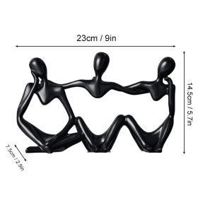 Nordic Abstract Thinker Statue - Resin Desktop Sculpture for Home & Office Decor (Color: C1- Black, Ships From: CN)