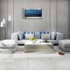 Christian Wall Art Decor Blue and Grey Canvas Prints Bless The Food Quote Wall Pictures Framed Artwork for Home Living Room Dining Room Kitchen D