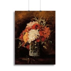 Vase with Carnations by Van Gogh Canvas Print or Poster (Type: Standard Framed Canvas Print, size: 40" x 26" / 100cm x 65cm (approx))