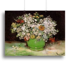 Vase with Zinnias and Other Flowers by Van Gogh Canvas Print or Poster (Type: Poster Print, size: 28" x 20" / 70cm x 50cm (approx))