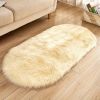 1pc Super Soft Area Rug, Plush Fluffy Faux Sheepskin Oval Floor Mat for Living Room Bedroom, Machine Washable Bedside Rugs