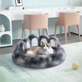 Cute Dog Bed Bear Paw Shape Pet Bed - Dog Beds & Furniture for Small and Medium Dogs, Cat Beds for Indoor Cats (Color: Tie-dye Dark Gray, size: L-80cm/32inch)