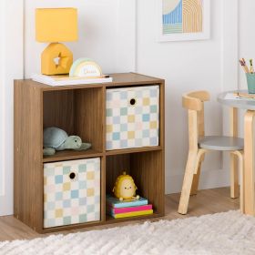 4-Cube Storage Organizer Bookshelf -stylish Storage Organizer Book Case for Home Bedroom Office, Easy Assembly, Modern Bookcase (Color: Warm Walnut)