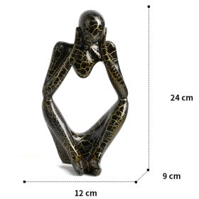 Nordic Abstract Thinker Statue - Resin Desktop Sculpture for Home & Office Decor (Color: B3 - Black - Large, Ships From: CN)