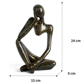 Nordic Abstract Thinker Statue - Resin Desktop Sculpture for Home & Office Decor (Color: B1 - Black - Large, Ships From: CN)
