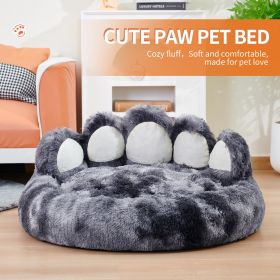 Cute Dog Bed Bear Paw Shape Pet Bed - Dog Beds & Furniture for Small and Medium Dogs, Cat Beds for Indoor Cats (Color: Tie-dye Dark Gray, size: M-70cm/28inch)
