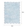 36"x56" Blue Feather Faux Fur Scalloped Indoor Accent Rug